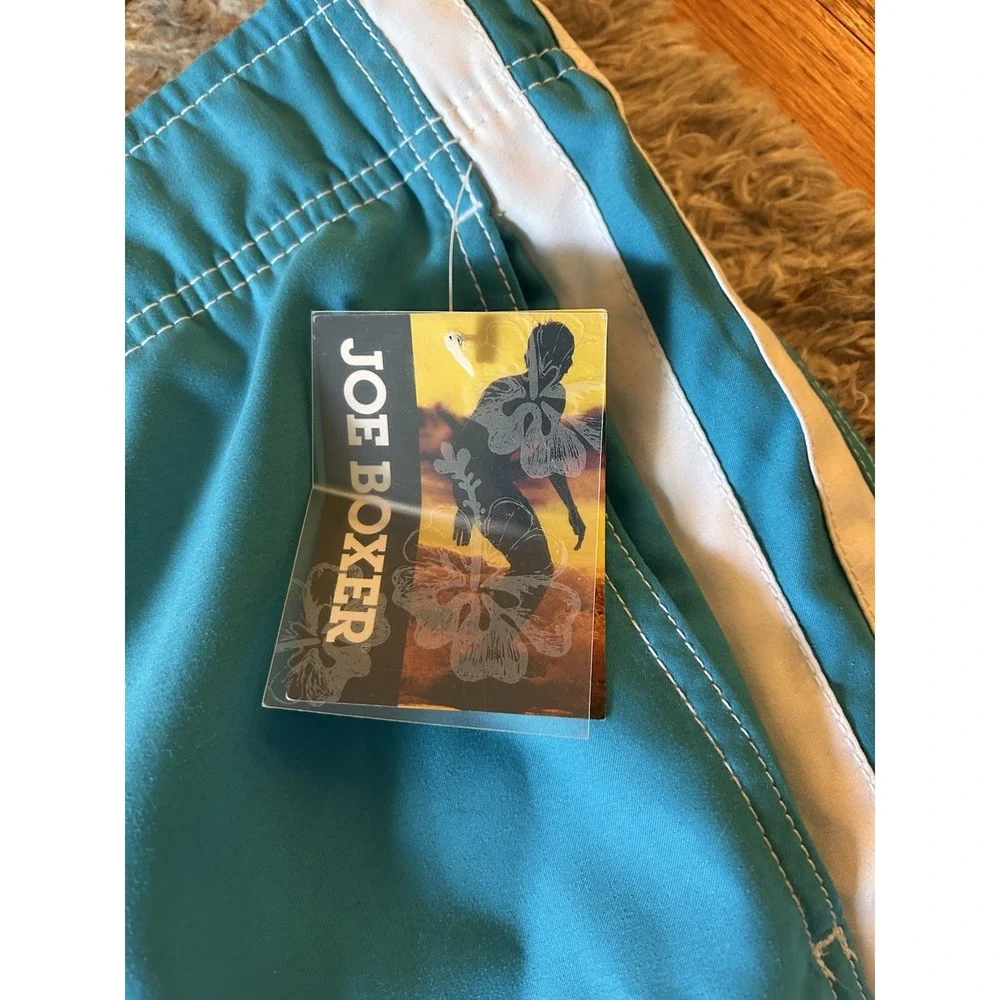 Vintage Y2K Joe Boxer Mens XL Swim Trunks Board Shorts Teal Cargo NWT Sears